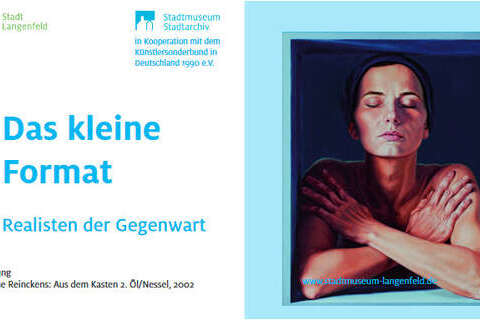 Das Kleine Format - Realisten der Gegenwart - Ausstellungsflyer - Abbildung Christine Reinckens: Aus dem Kasten 2. Öl/Nessel, 2002
